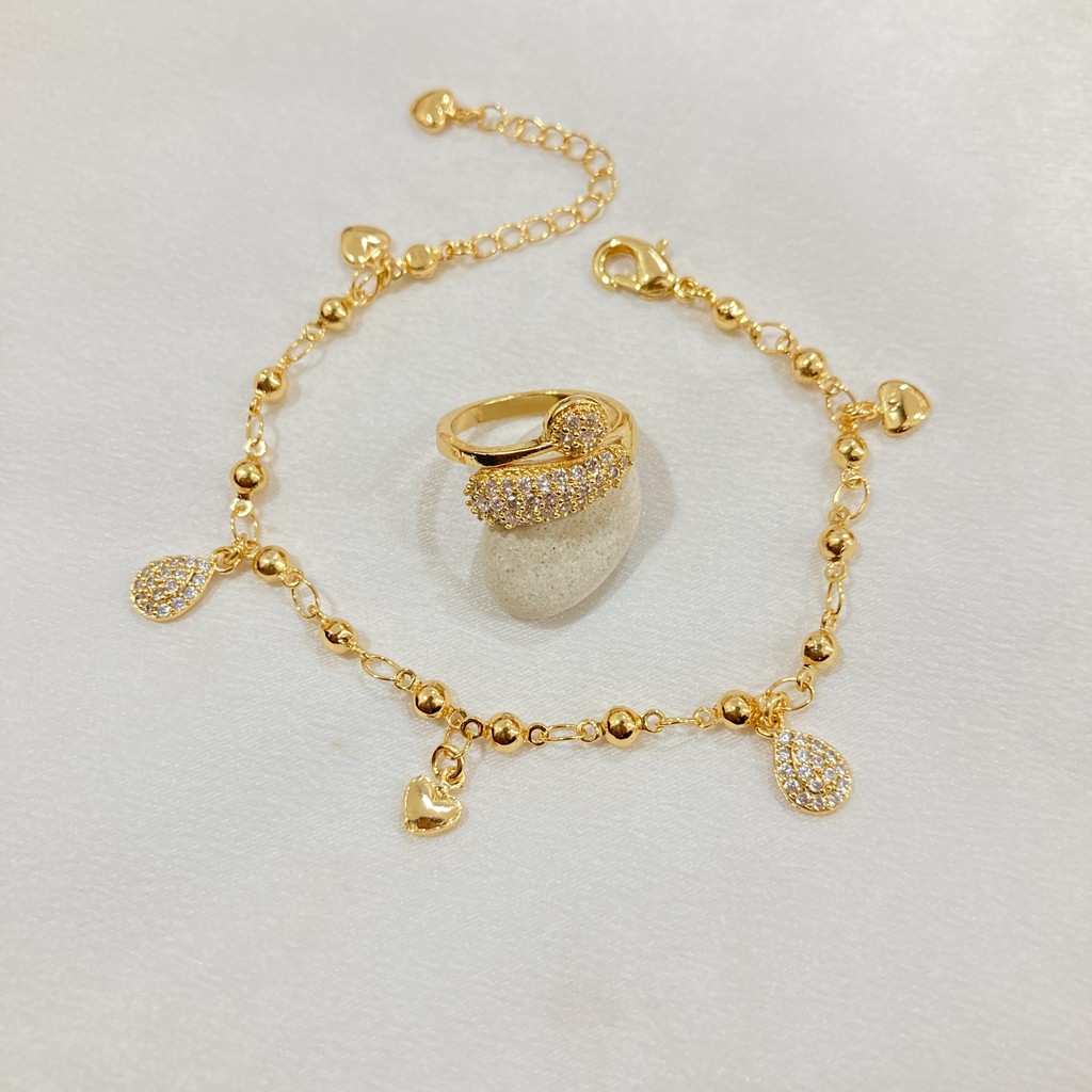 Set Perhiasan Wanita Dewasa Lapis Emas Full Permata Aksesoris Fashion
