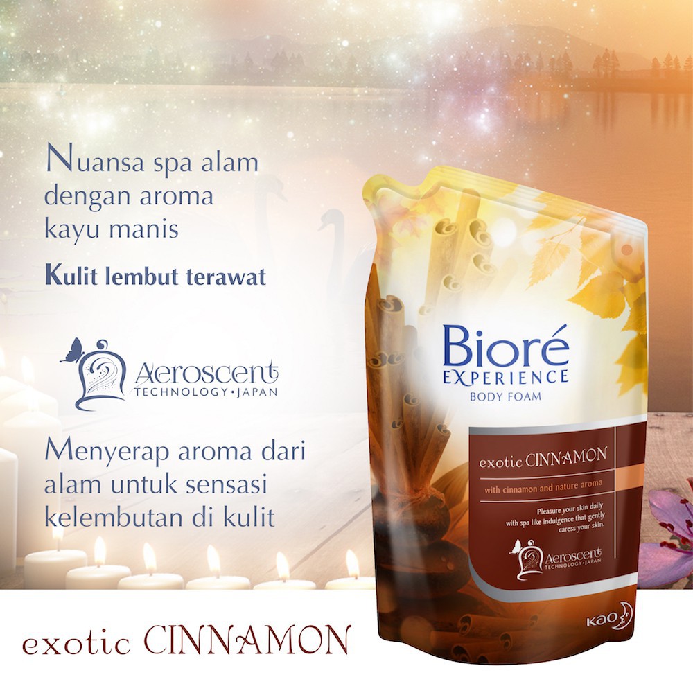 Biore Experience Sabun Mandi Cair Premium Exotic Cinnamon Refill 425 ml - Sabun Cair Body Wash