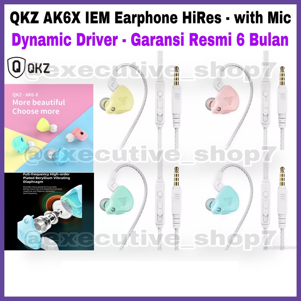 QKZ AK6 X IEM Earphone Hires with Mic - Dynamic Driver - Garansi Resmi 6 Bulan