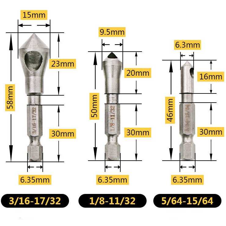 JIGONG Mata Bor Drill Bit Countersink HSS 3 PCS - JGI-KL3