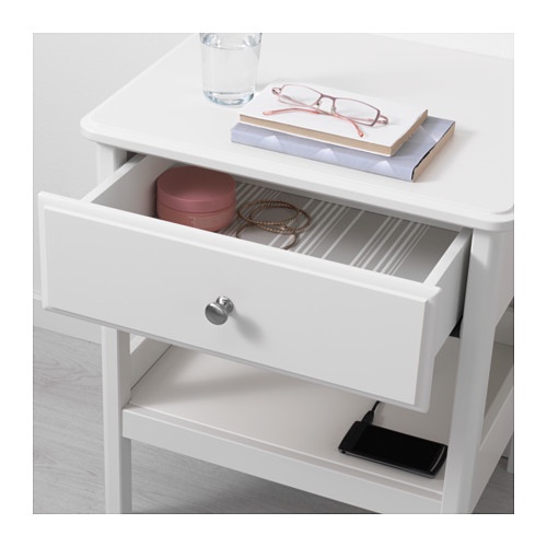 TYSSEDAL Meja samping tempat tidur, putih, 51x40 cm