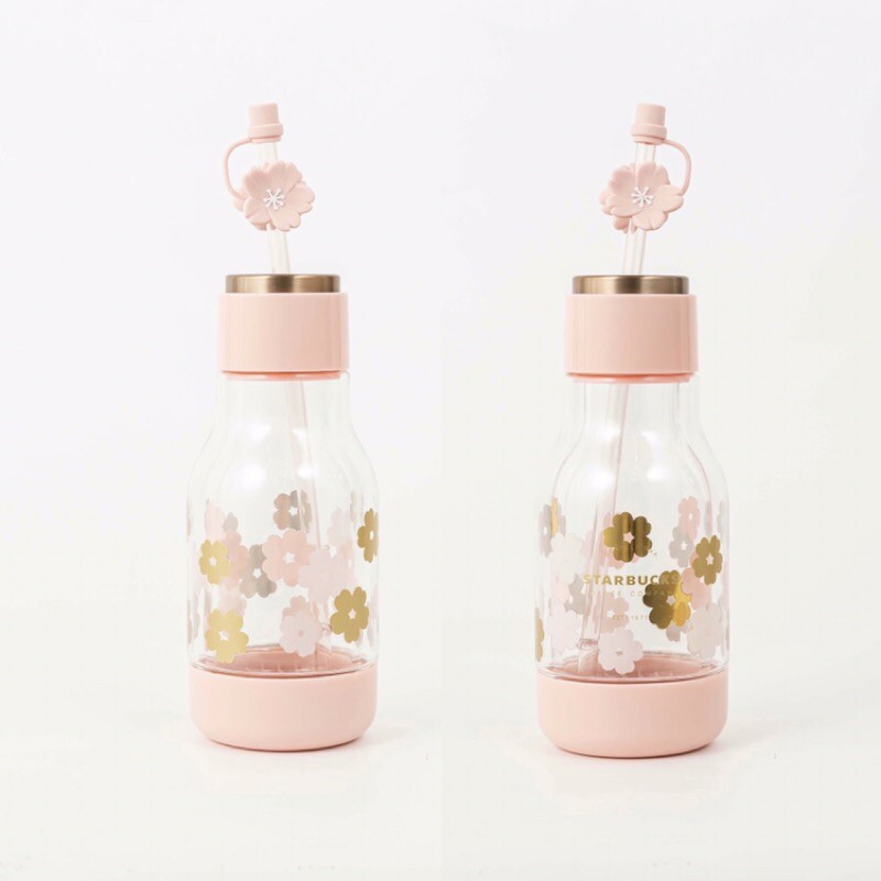 [READY STOCK] Starbucks China Spring Cherry Blossom Edition 2021 Sakura Double Line Glass Tumbler wi