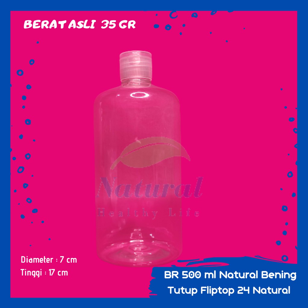 Botol 500ml Natural Bening Fliptop N 24 Bahan PET