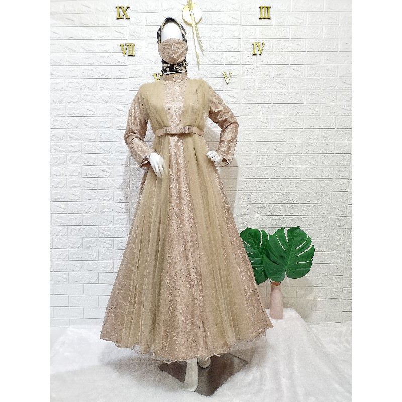 AMETHI DRESS (Gaun Pengantin Muslim Syari Wedding Pesta/Gamis Couple  Premium Busui Kebaya Wisuda)