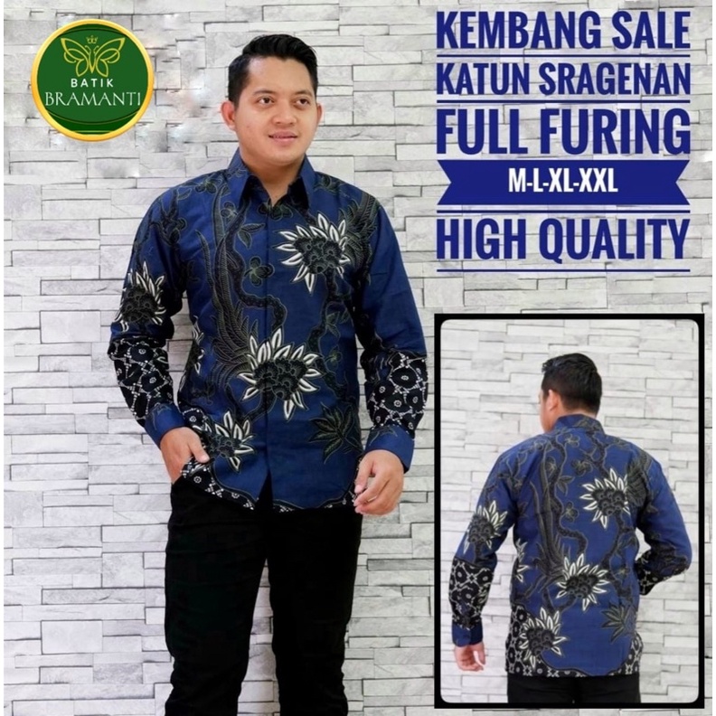 RANTING BIRU Batik Pria Full Furing Katun Halus Size M-XXL High Quality