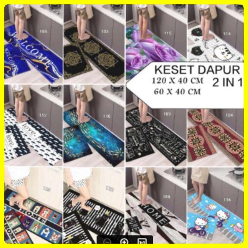 Keset Dapur 2 in 1 Kitchen Floor Mat Set / Karpet Alas Lantai Rumah Kamar di Dapur Matras Anti Slip