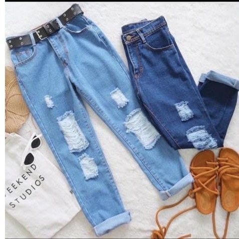 CELANA JEANS Boyfriend / Celana Boyfriend Jeans Sobek / BOYFRIEND JEANS PREMIUM
