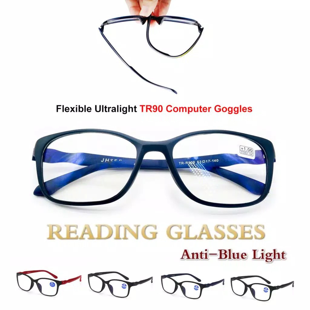 JFach-Bonus TR90x UV400 Fleksibel Kacamata Plus / Rabun Dekat Blue Light Blocking BlueRay Protection