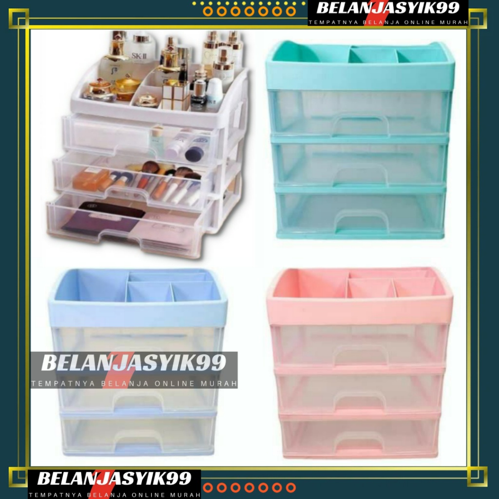 RAK KOSMETIK 3 LACI / RAK KOSMETIK 3 SUSUN / TEMPAT MAKE UP / TEMPAT PENYIMPANAN MULTIFUNGSI