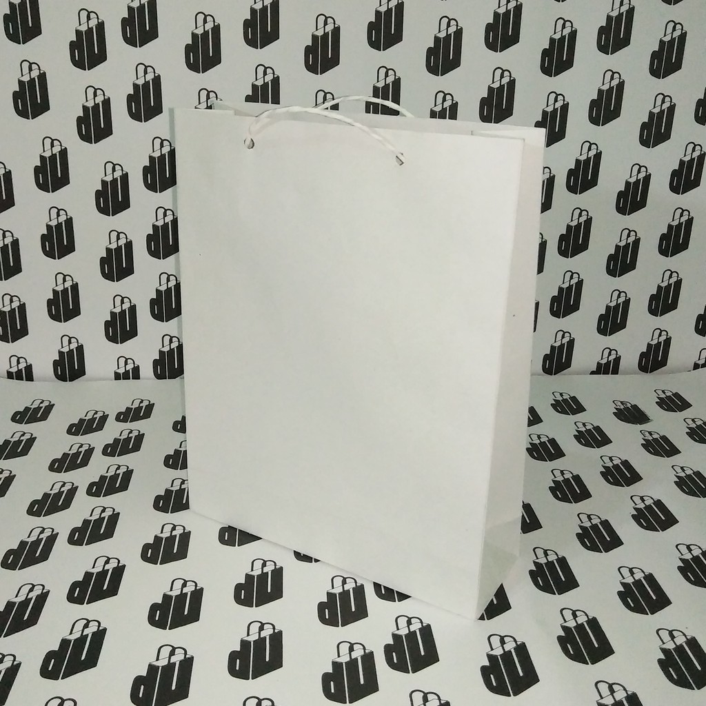 

Paperbag, Paper bag, Tas Kertas polos kraft Putih ukuran 18x6x23