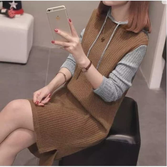 Anyo Kemeja Wanita Model Tunic Kemeja Panjang Bahan Flanel Pla 3545LK [Tunik Combi Mocca Bc]Tunik Wa