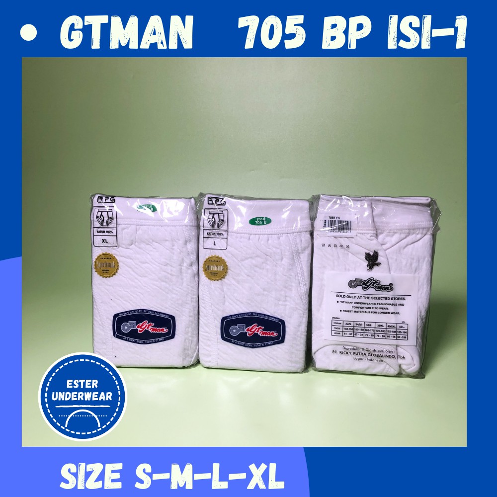 GTMAN Celana Dalam Pria Dewasa GT-705B PUTIH/WARNA ISI-1 Seri Classic Kulit Jeruk