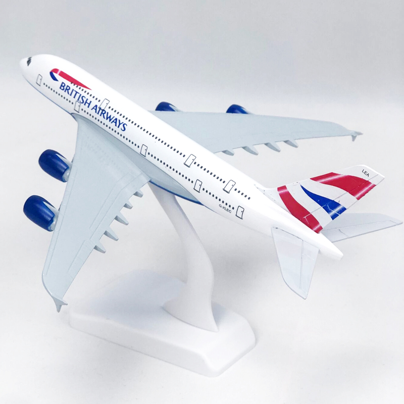 Miniatur Diecast Pesawat Airbus 380 A380 Bahan Alloy 20CM Untuk Koleksihadiah