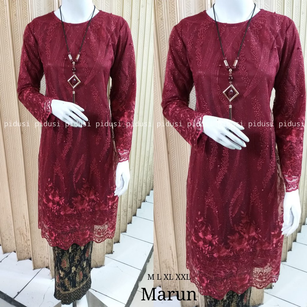 Set tunik tulle mutiara talita / set baju kurung tulle mutiara (gliter) / set tunik pesta