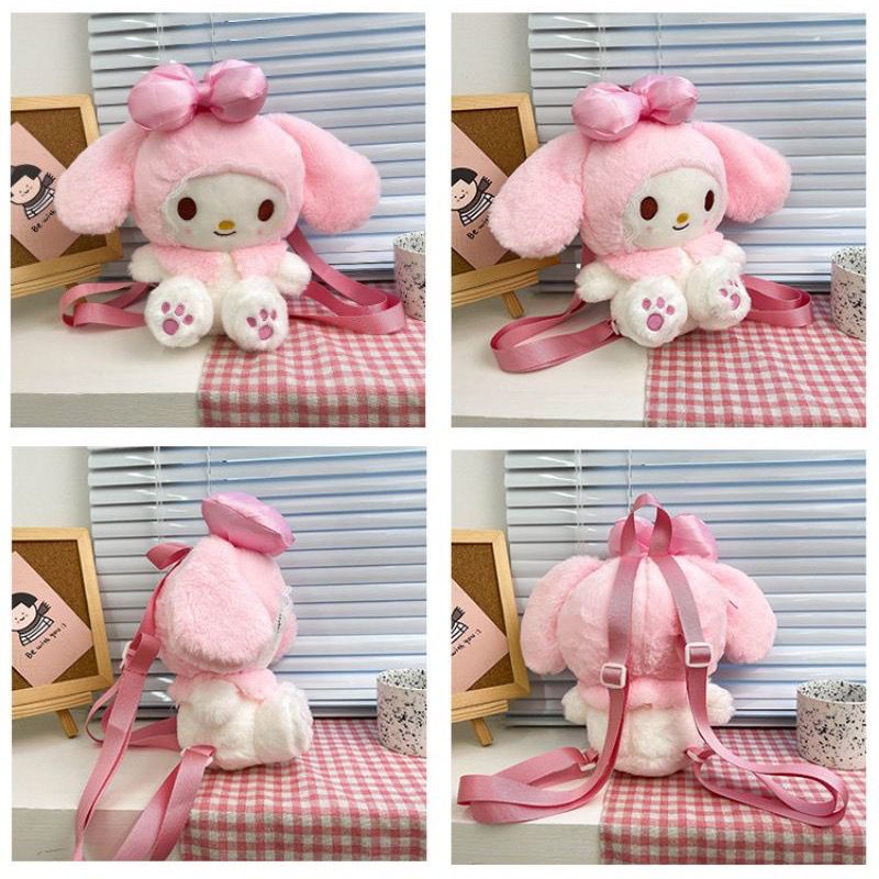 Tas Ransel Wanita Bulu Boneka Sanrio Character Contestants MY MELODY Multifungsi Bisa Ransel + Selempang Perempuan / Backpack Wanita Bulu Empuk Halus Lucu Imut Gemoy Karakter Kartun My Melody