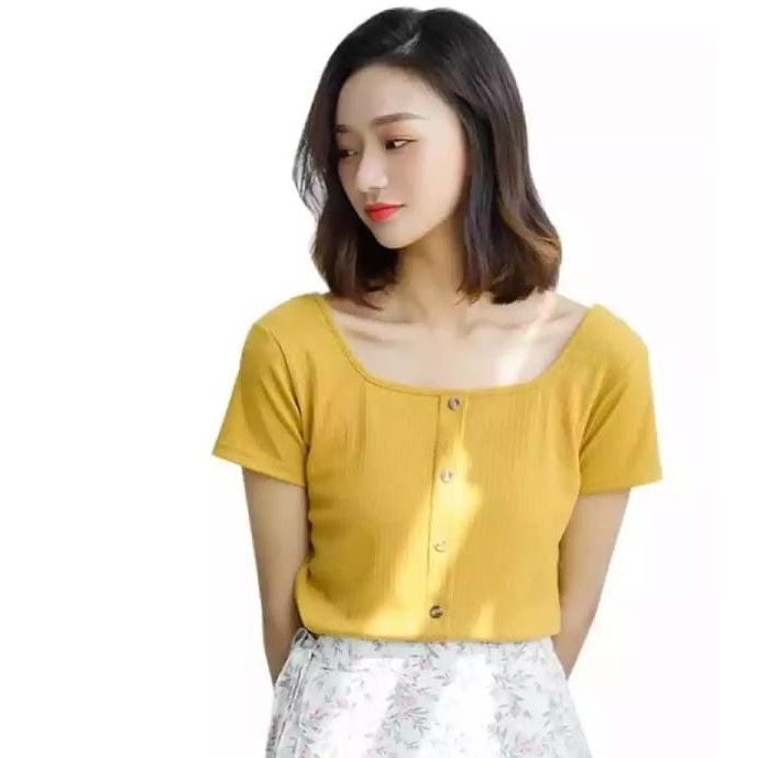 KEIKO BUTTON TOP KANCING - ATASAN RAJUT WANITA