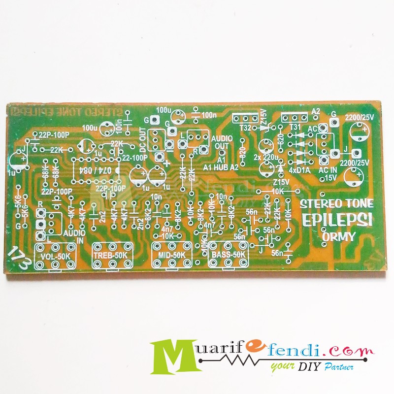 Jual PCB Tone Control Stereo IC opAmp TL074 084 Treble middle bass plus