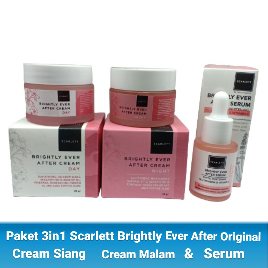 Paket 3in1 Cream Scarlett Brightly Original Crem Mlm Siang Dan Serum