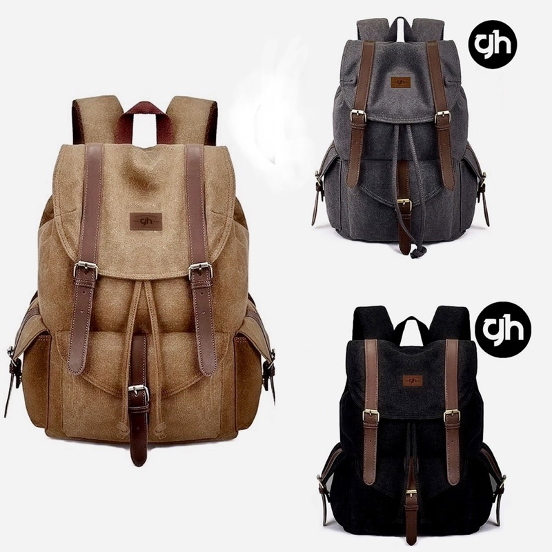 GHbag Klub New Arrival - Tas Ransel kanvas C7 Backpack Up to 15 inch - Tas Pria Tas Wanita Daypack