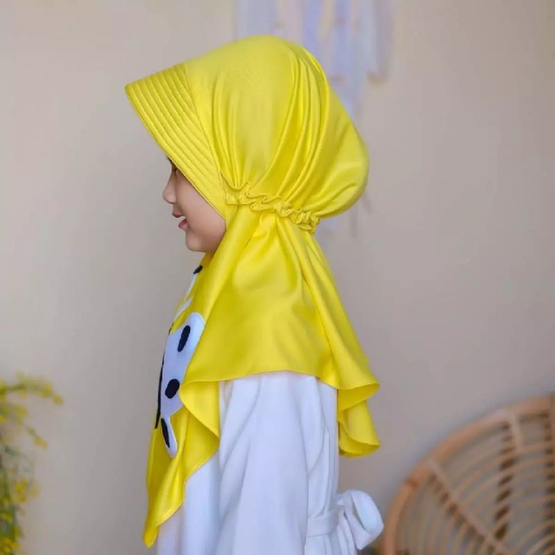 kerudung Devia Morif Kupu Kupu anak instant Premium 3th - 6 tahun terbaru | jilbab lucu bayi Perempuan sekolah tk 4 - 5 thn | hijab Tanggung baby sd bahan jersey lembut adem