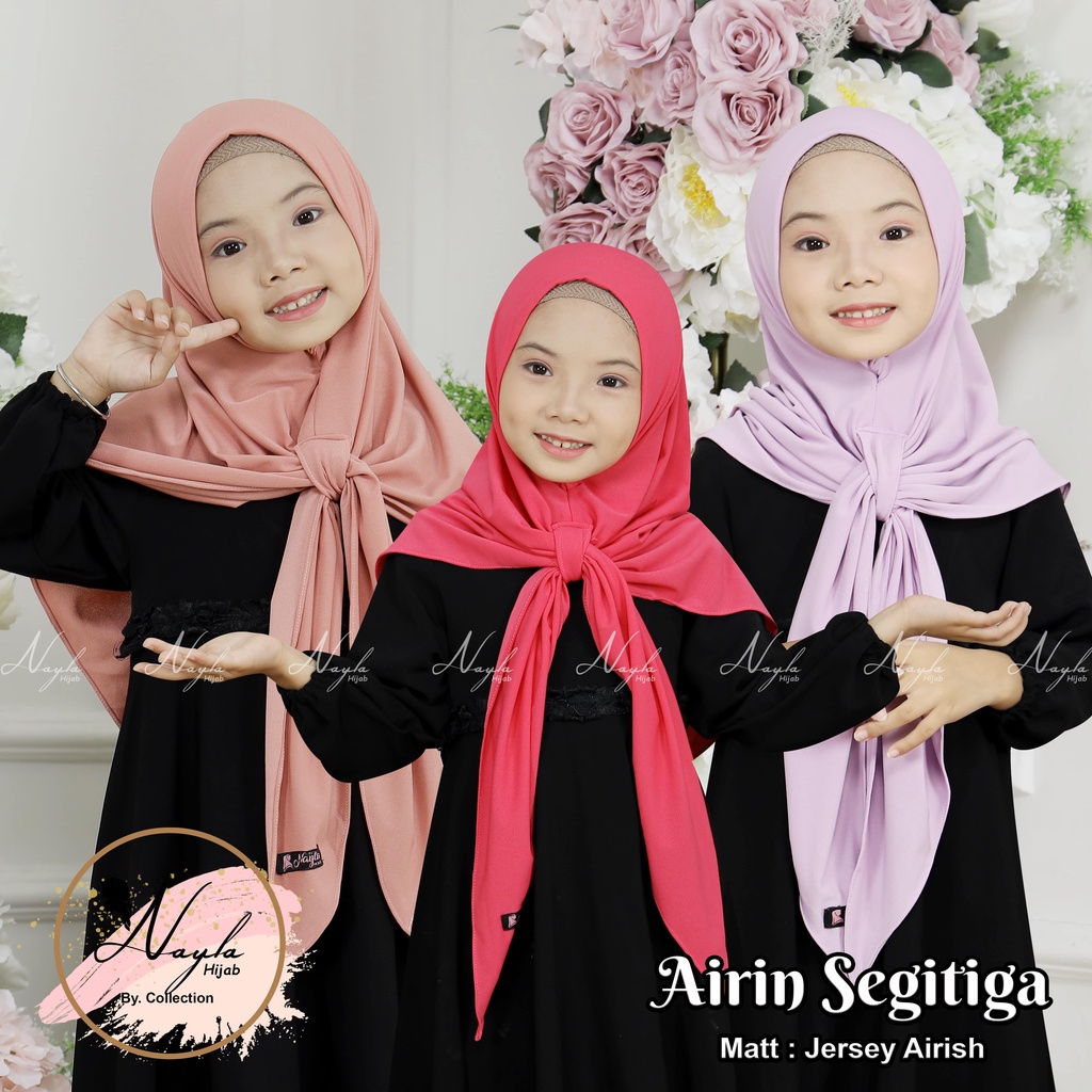 Kerudung Anak AIRIN KIDS SEGITIGA Hijab Segitiga Instan Anak Jersey Airis Terbaru Nayla Hija'b