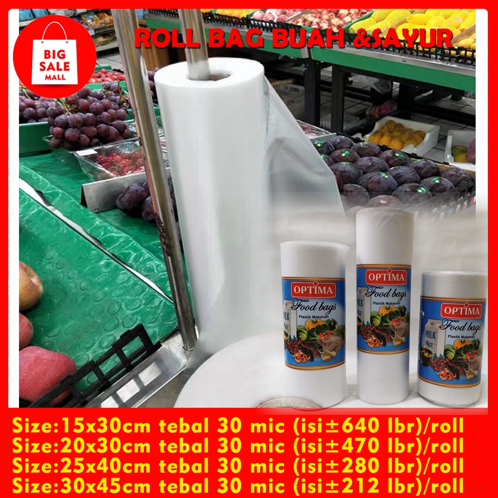 Plastik Sayur Buah Roll *satu roll1.5kg * fotocopy Plastik Roll Food Grade