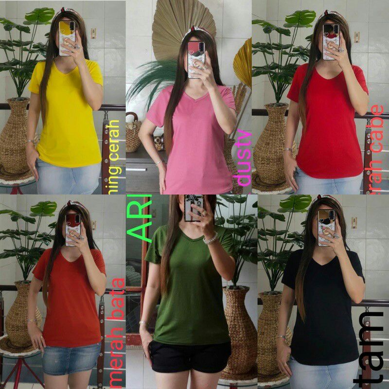Kaos Polos Deker Manset Cewek Lengan Pendek