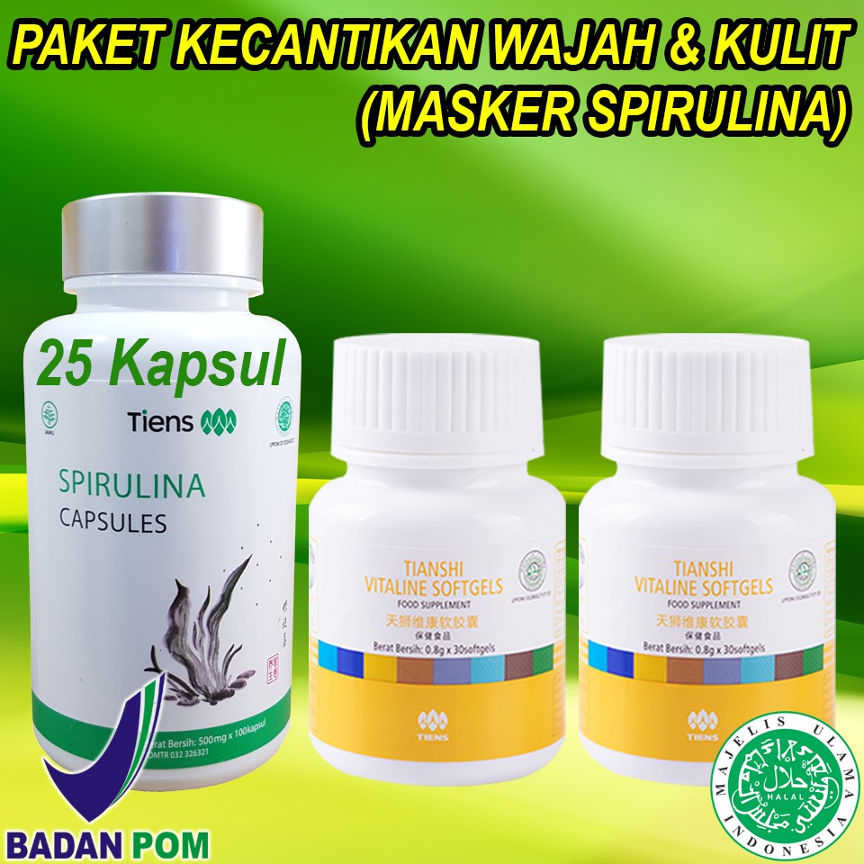Paket Kecantikan Kulit dan Wajah 2 Vitaline Masker Spirulina ORI ProdukTiensID