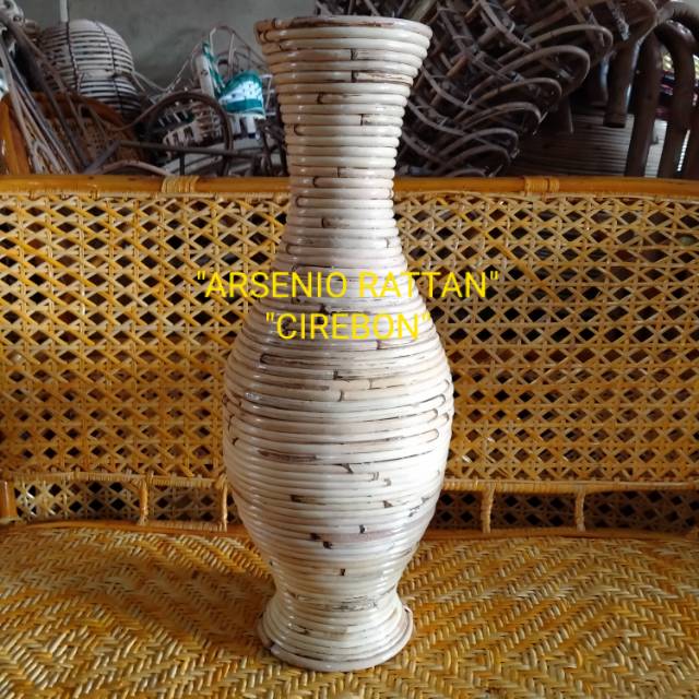 Vas Pot  Guci Tempat Bunga Dari  Rotan  Tinggi 50 cm Shopee 