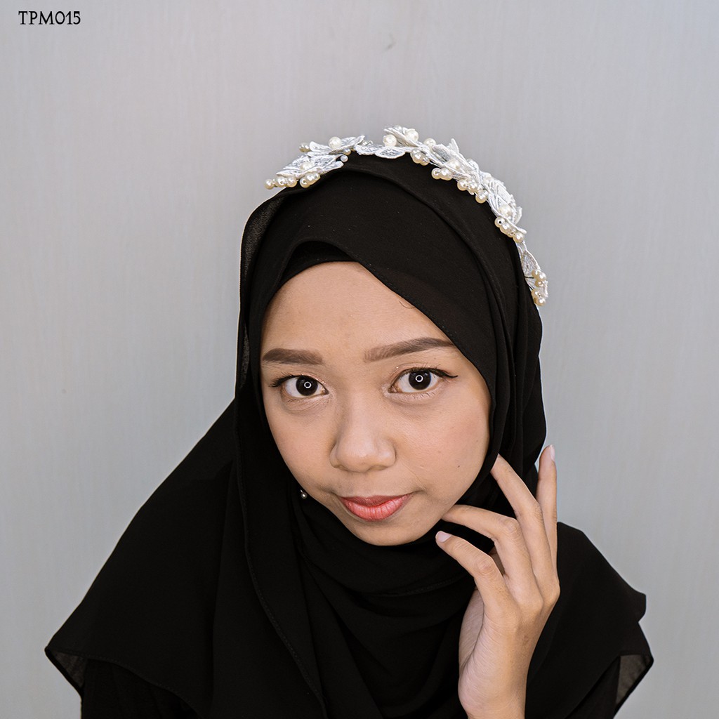 [PRODUK FAVORIT] AKSESORIS BRIDAL TIARA HIJABERS LACE BROKAT PUTIH TPM015