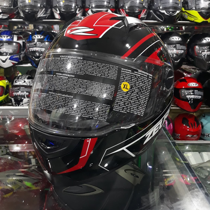 Helm Zeus Z811 Motif Plasma AL5 Black / Red + Free Dark Visor