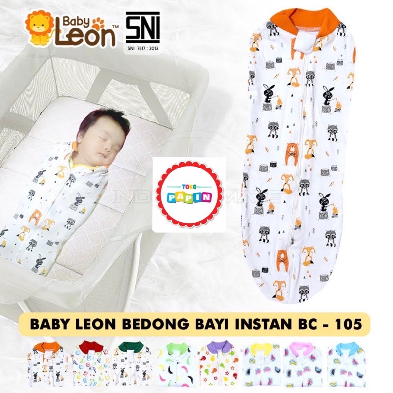 TokoPapin Bedong Bayi Instan Resleting Baby Leon Katun Halus Lembut Praktis Baby Leon