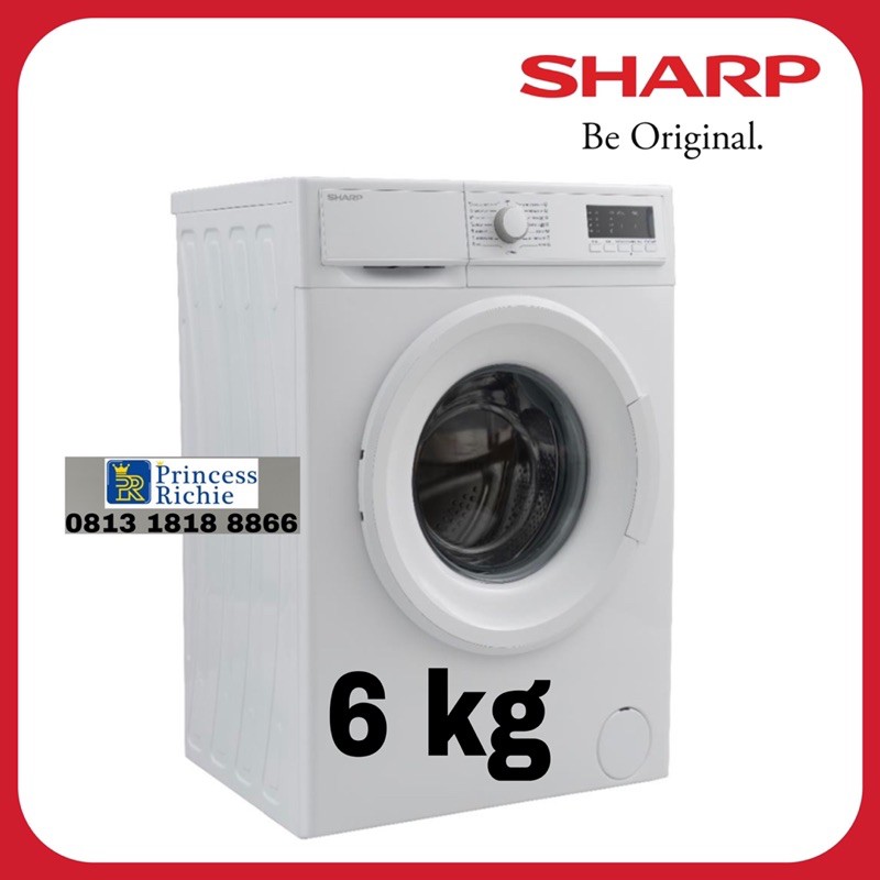 Mesin cuci Sharp Front loading 6 kg ES F 1062 B | Shopee Indonesia