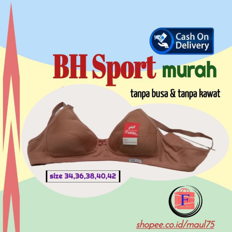 BH Sport murah Bra FIDILLA/NUGROS tanpa kawat tanpa busa Pakaian Dalam Wanita