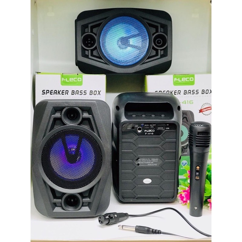 Speaker Bluetooth Portable Fleco F-416/F-417 Gratis Microphone Karaoke Super Bass /Salon Aktif Bonus Card Reader