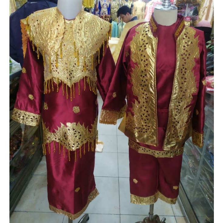sepasang baju pengantin minang anak2 lengkap tokah bahu dan dada