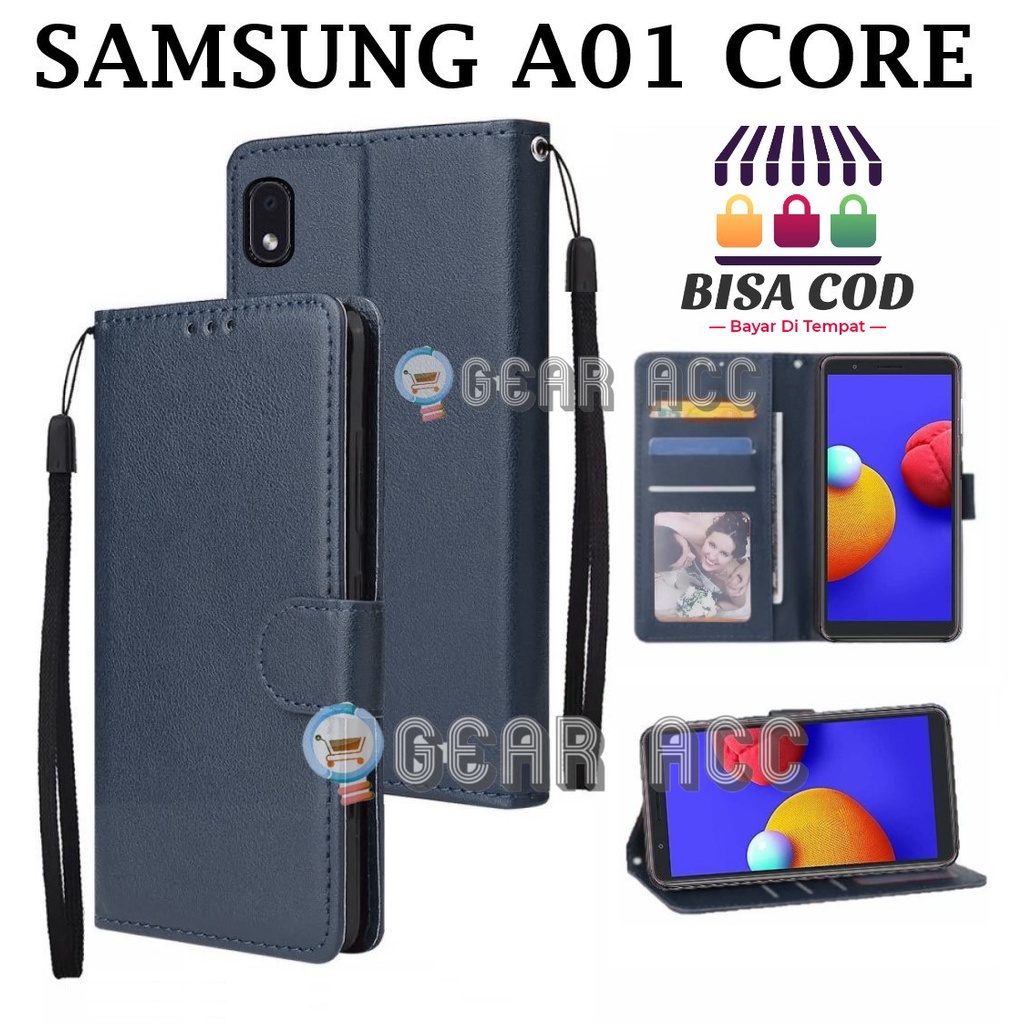 FLIP CASE UNTUK SAMSUNG A01 CORE - FLIP COVER DOMPET CASING-WALLET LEATHER CASE FLIP SARUNG BUKU FLI