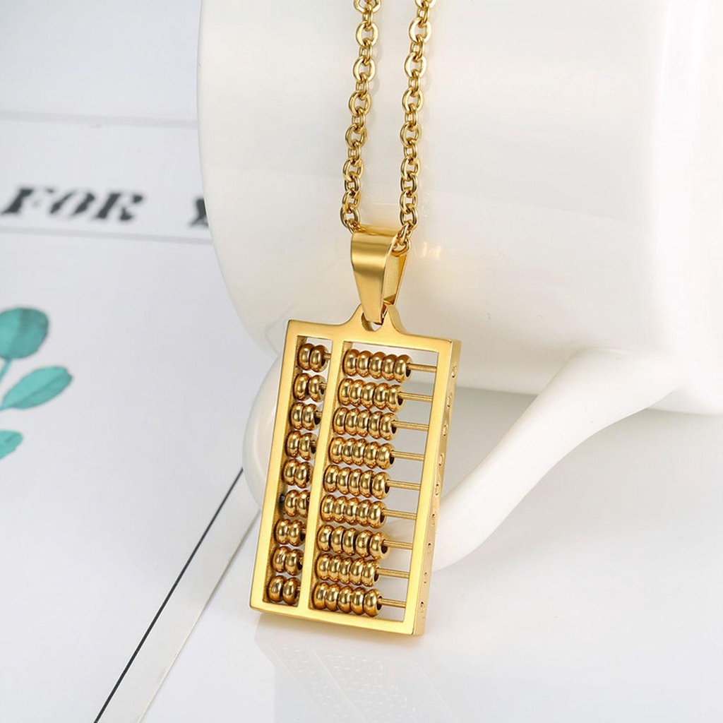 Kalung LILY Bentuk Sempoa Wanita Bahan Stainless Steel 18K