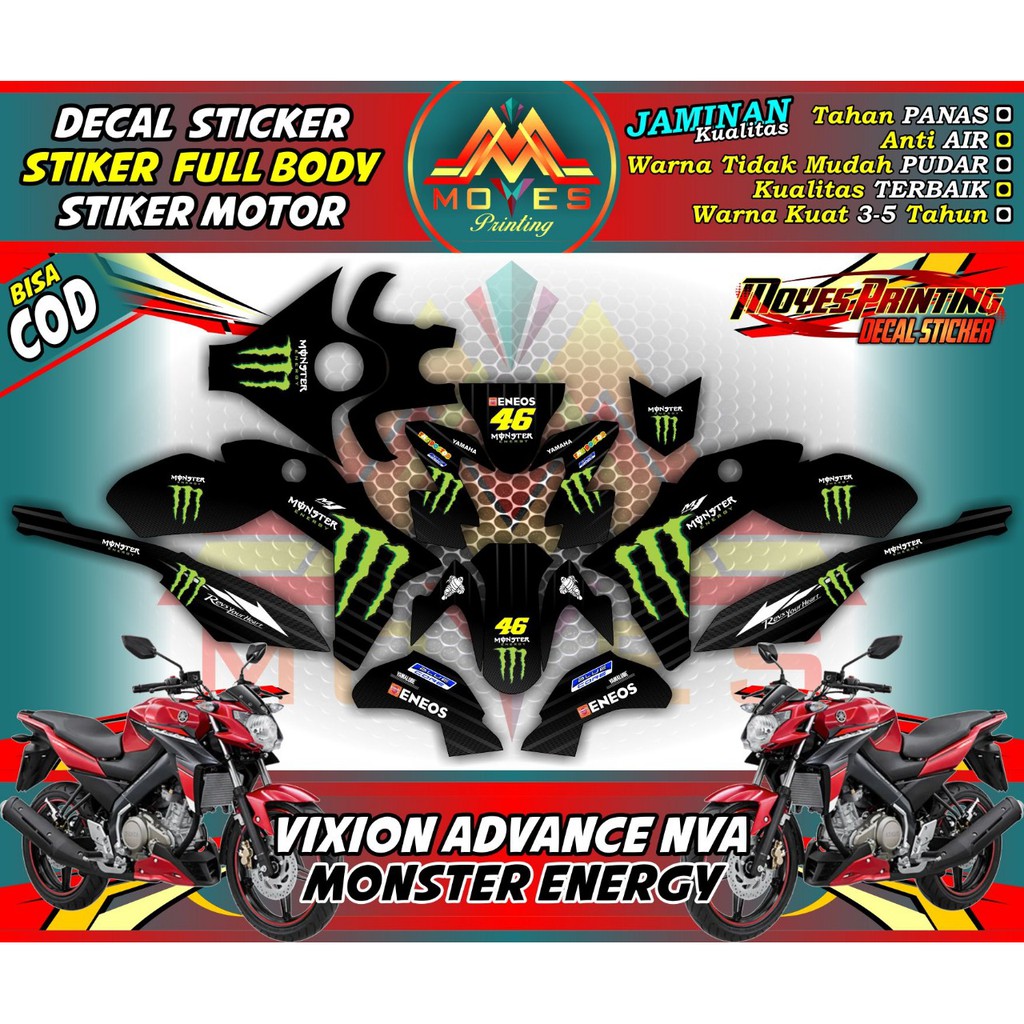 Terbaru stiker vixion stiker motor vixion nva advance stiker motor yamaha vixion nva full body - spe