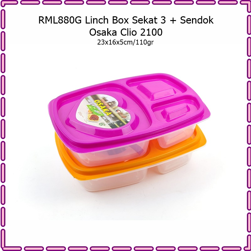 RML880G Lunch Box/Kotak Makan Sekat 3 + Sendok Osaka Clio 2100