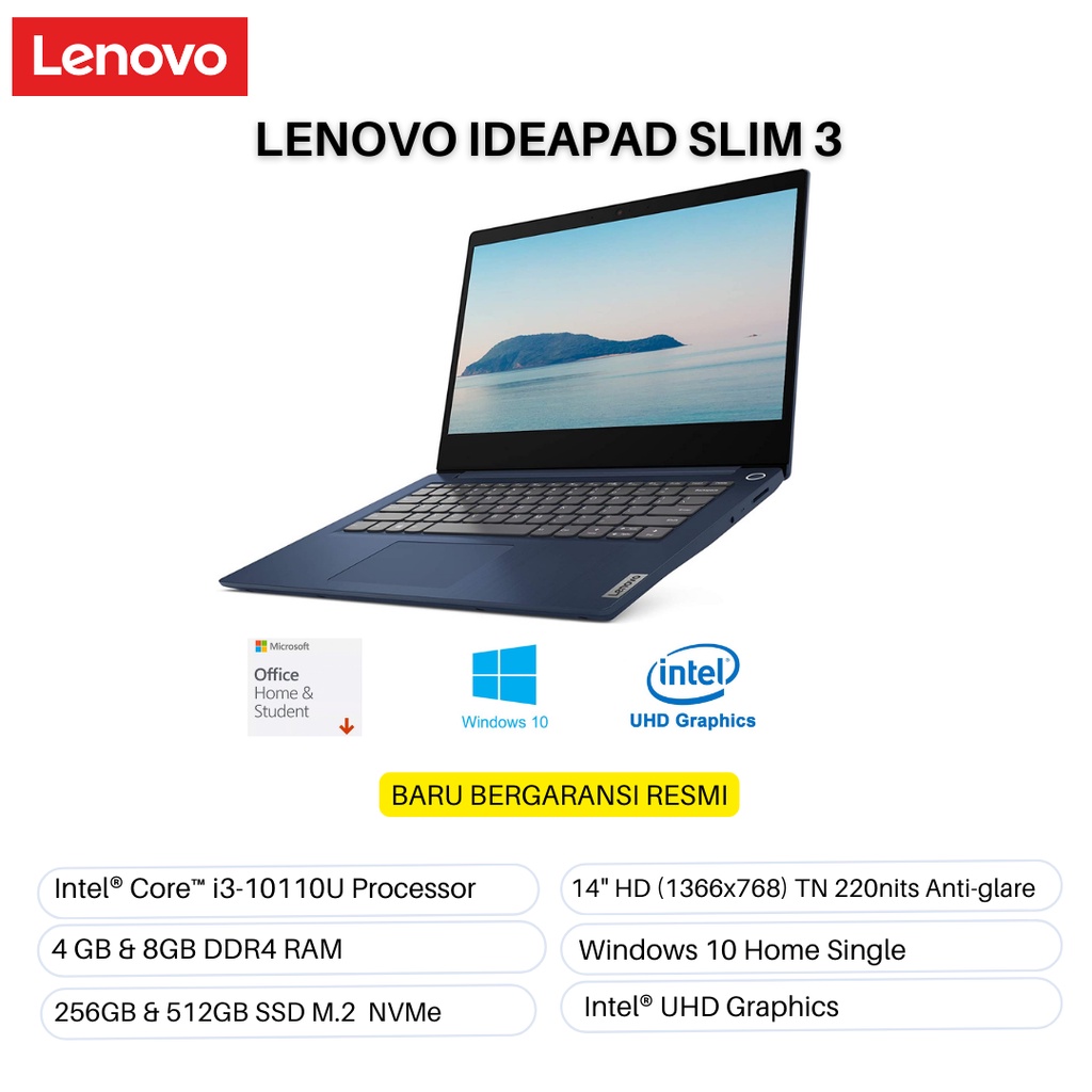 Lenovo IdeaPad Slim 3 14IML05 core-i3 BARU BERGARANSI