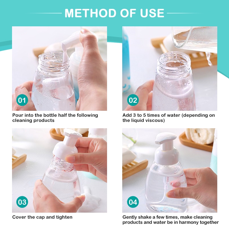 Wholesale 300ml Clear Foam Pump Bottle / Bathroom Soap Foaming Bottles / Household Blister bottle / Shampoo Lotion Holder