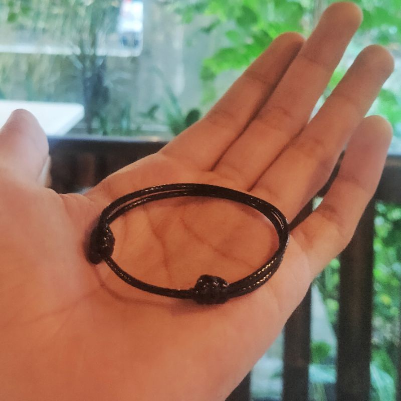 Gelang Polos Hitam Tali Kulit Korea Asli Waterproof (ANTI AIR) vintage simple 2mm Gelang Etnik Bead