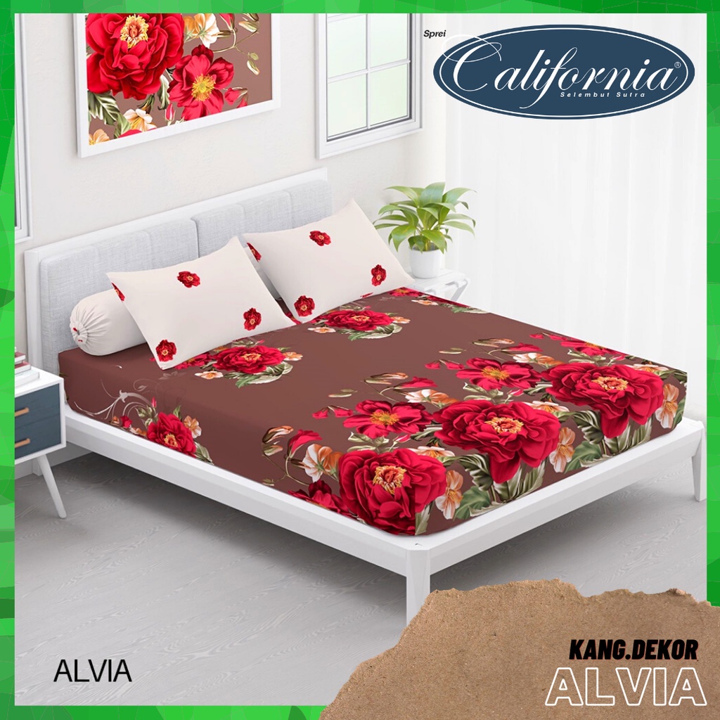 SPREI CALIFORNIA MOTIF ALVIA QUEEN KING SINGLE SIZE 160X200 180X200 120X200 SPREI NO 1 2 3 MURAH SEP