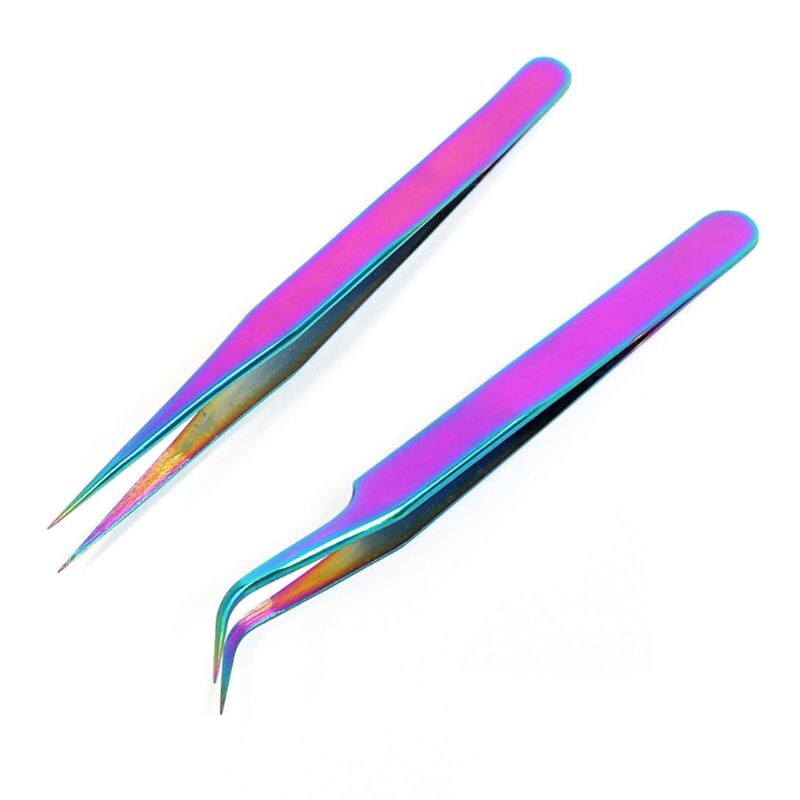 Pinset rainbow Stainless Steel tweezers Lurus / Bengkok