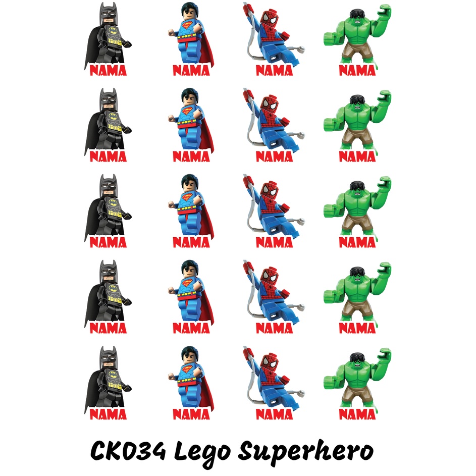 

Sticker Nama Cutting Label Waterproof Tahan Air Lego Superhero (CK034)