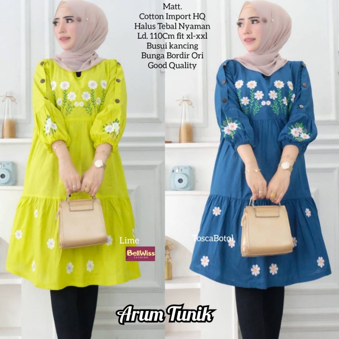 ARUM TUNIK ATASAN WANITA KATUN MIX BORDIR LD 110CM