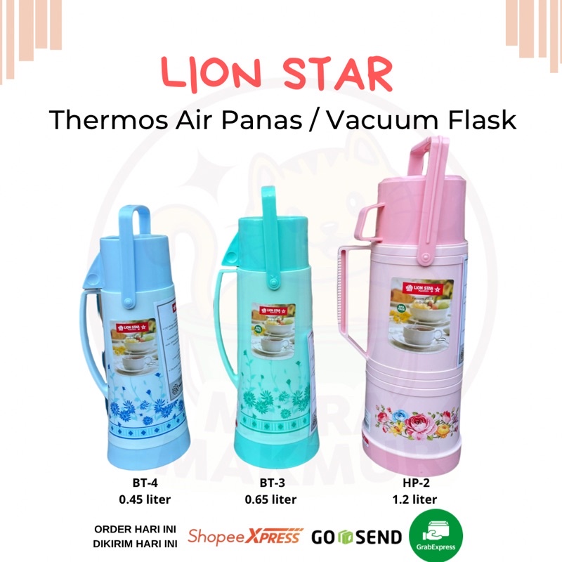 LION STAR THERMOS AIR PANAS VACUUM FLASK 0.45 0.65 1.2 LITER TERMOS AIR PANAS KECIL / TERMOS PIKNIK