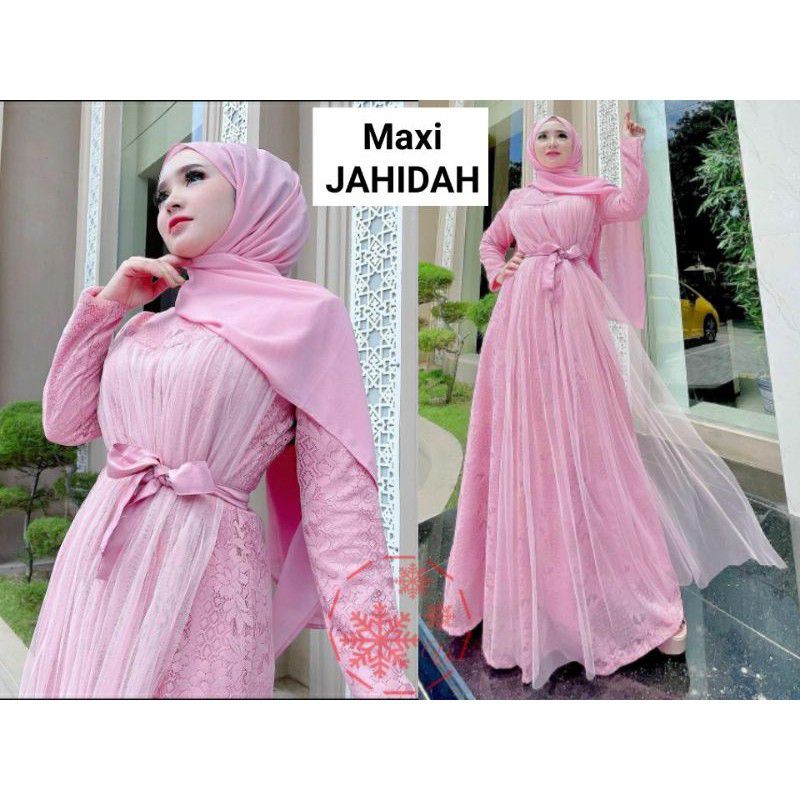 Baju Gamis Muslim Terbaru 2021 Model Baju Dress Pesta Wanita kekinian Bahan Brokat Kondangan Remaja