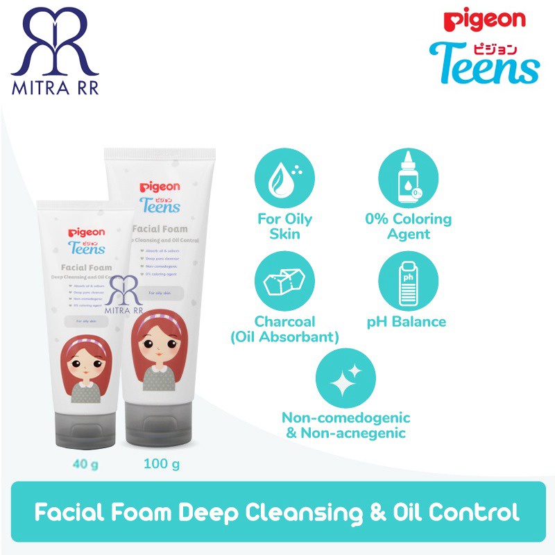 PIGEON TEENS Facial Foam Daily Mild Cleansing | All Skin Type | Sabun Muka Pembersih Wajah Remaja 100ml / 40ml